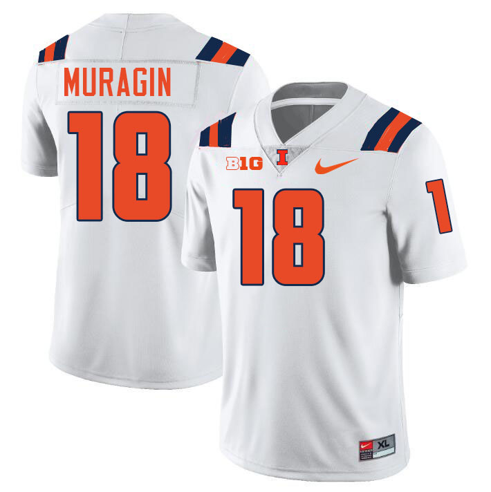 Men #18 Mason Muragin Illinois Fighting Illini College Football Jerseys Stitched-White